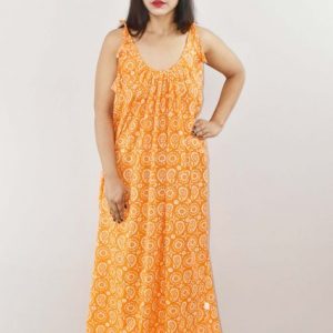 Yellow Ribbon Cotton Maxi Nighty