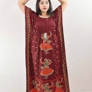 Maroon Gujri Kaftan Nighty