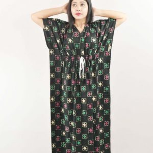 Green Cotton Kaftan Nighty