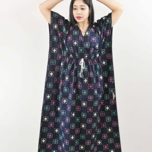 Blue Cotton Kaftan Nighty