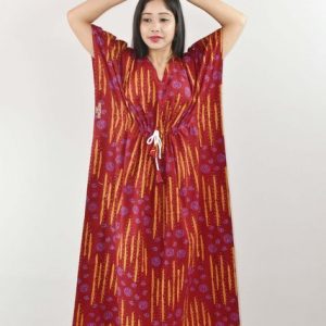 Red Cotton Kaftan Nighty
