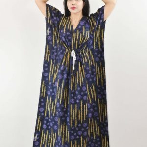 Blue Cotton Kaftan Nighty