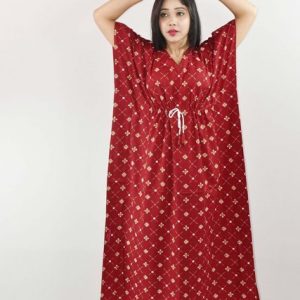 Red Cotton Kaftan Nighty