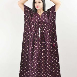 Purple Cotton Kaftan Nighty
