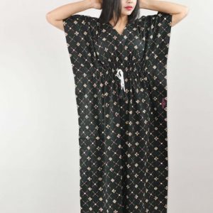 Green Cotton Kaftan Nighty