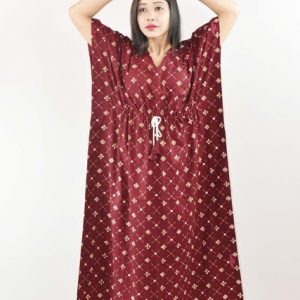 Maroon  Cotton Kaftan Nighty