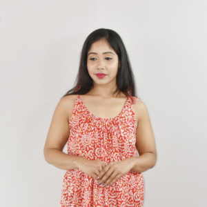 Red Ribbon Cotton Maxi Nighty