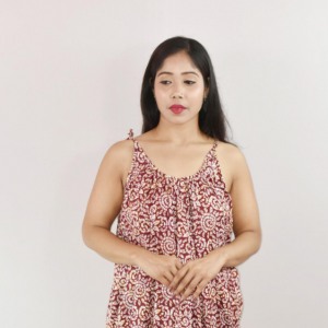 Maroon Ribbon Cotton Maxi Nighty