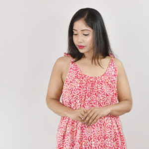 Pink Ribbon Cotton Maxi Nighty