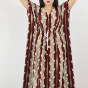 Red Pure Cotton Navy Blue Kaftan Nighty