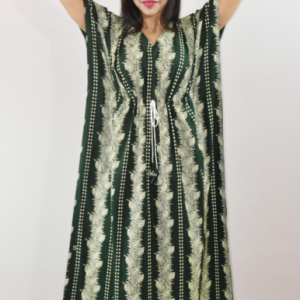 Green Pure Cotton Navy Blue Kaftan Nighty