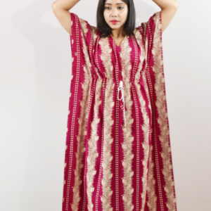 Pink Pure Cotton Navy Blue Kaftan Nighty