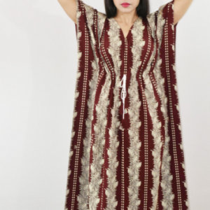 Maroon Pure Cotton Navy Blue Kaftan Nighty