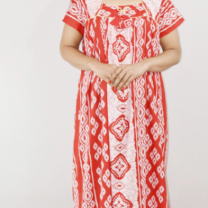 Cotton Maxi Nighty Square Neck Short Sleeve With Pipien
