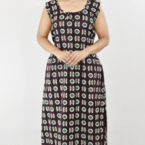 Purple Cotton Maxi Nighty Round Neck & Sleeveless