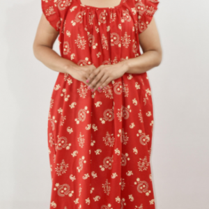 Bdrox Cotton Red Maxi Nighty