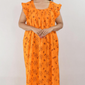 Bdrox Cotton Yellow Maxi Nighty