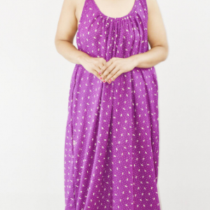 Bdrox Cotton Purple Ribbon Maxi Nighty