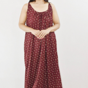 Bdrox Cotton Maroon Ribbon Maxi Nighty
