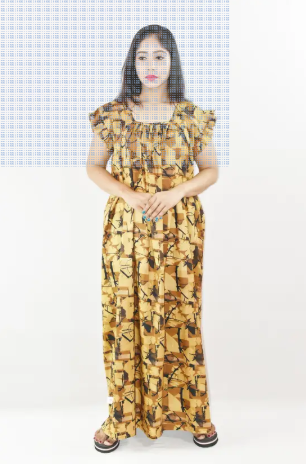 Bdrox Cotton Brown Maxi Nighty Square Neck Short Sleeves with pleats