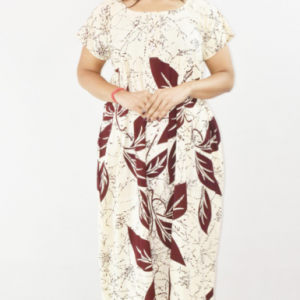 BDROX Maroon Cotton Maxi Nighty Round Neck Short sleeve With Button