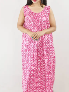Pink Cotton Maxi Nighty