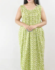 Green Cotton Maxi Nighty