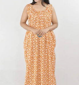 Yellow Cotton Maxi Nighty