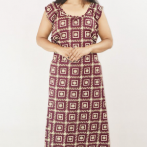 BDROX Purple Cotton Maxi Nighty Round Neck & Sleeveless