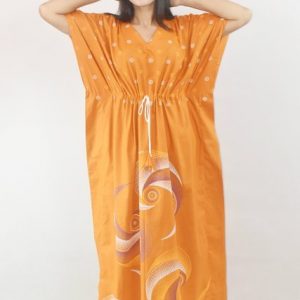 BDROX Pure Cotton Daman Print Orange Kaftan Nighty