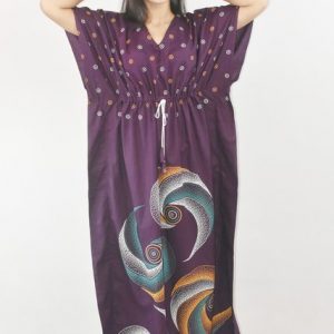 BDROX Pure CottonDaman Print Purple Kaftan Nighty