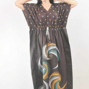 BDROX Pure Cotton Daman Print Black Kaftan Nighty