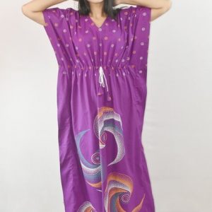 BDROX Pure Cotton Daman Print Pink Kaftan Nighty