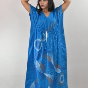 BDROX Blue Cotton Kaftan Nighty