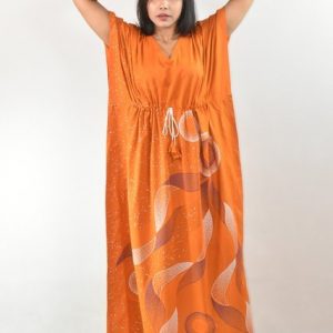 BDROX Orange Cotton Kaftan Nighty