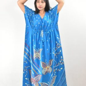 BDROX Sky Blue Cotton Kaftan Nighty