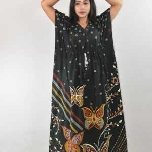 BDROX Green Cotton Kaftan Nighty