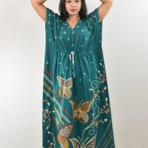 BDROX Sea Green Cotton Kaftan Nighty