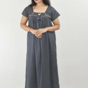 Blue Maxi Nighty Square Neck Short Sleeves with Pipien