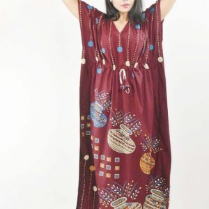 BDROX Maroon Cotton Kaftan Nighty