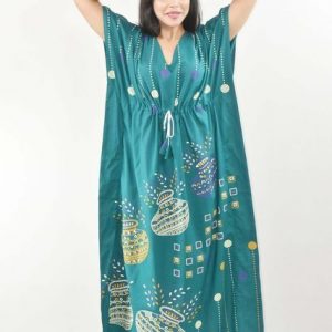 BDROX Mint Green Cotton Kaftan Nighty