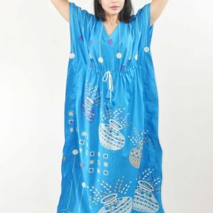 BDROX Sky Blue Cotton Kaftan Nighty