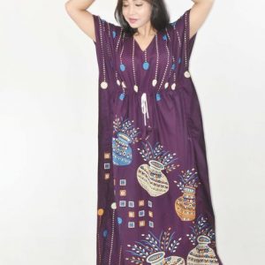 BDROX Dark Purple Cotton Kaftan Nighty