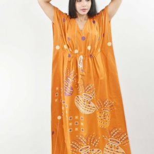 BDROX Orange Cotton Kaftan Nighty