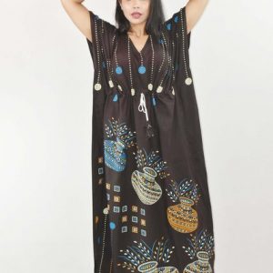 BDROX Brown Cotton Kaftan Nighty