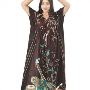 BDROX Daman Print Pure Cotton Black Kaftan