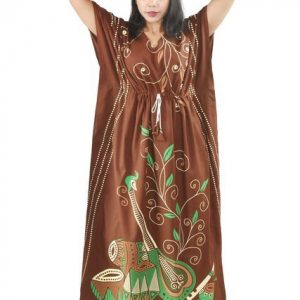BDROX Daman Print Pure Cotton Brown Kaftan