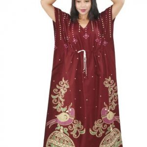 BDROX Daman Print Pure Cotton Maroon Kaftan
