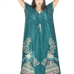 BDROX Daman Print Pure Cotton Green Kaftan