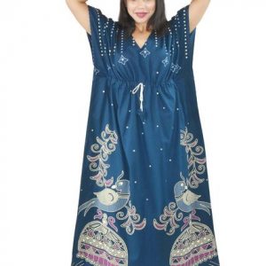 BDROX Daman Print Pure Cotton Blue Kaftan